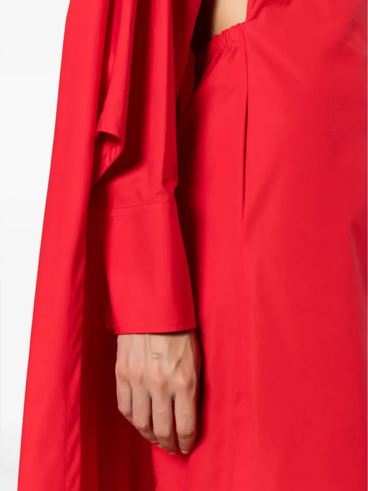 Valentino Garavani ケープディテール コットン マキシドレス - レッド - 画像5