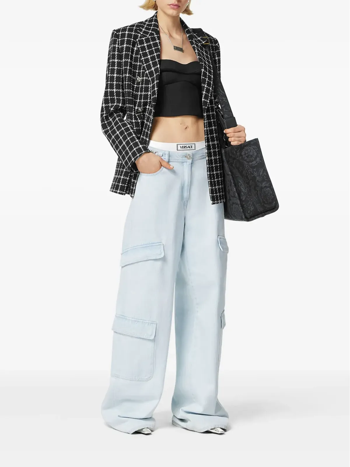 Versace ワイドレッグカーゴジーンズ ブルー - 画像2