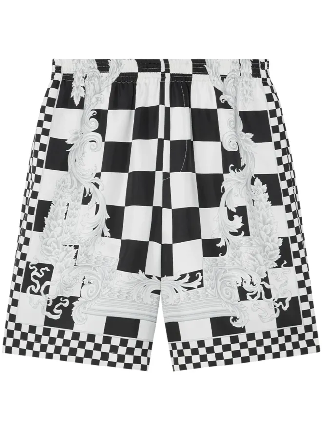 VERSACE Versace バロッコ チェック柄ショーツ - ブラックの商品画像