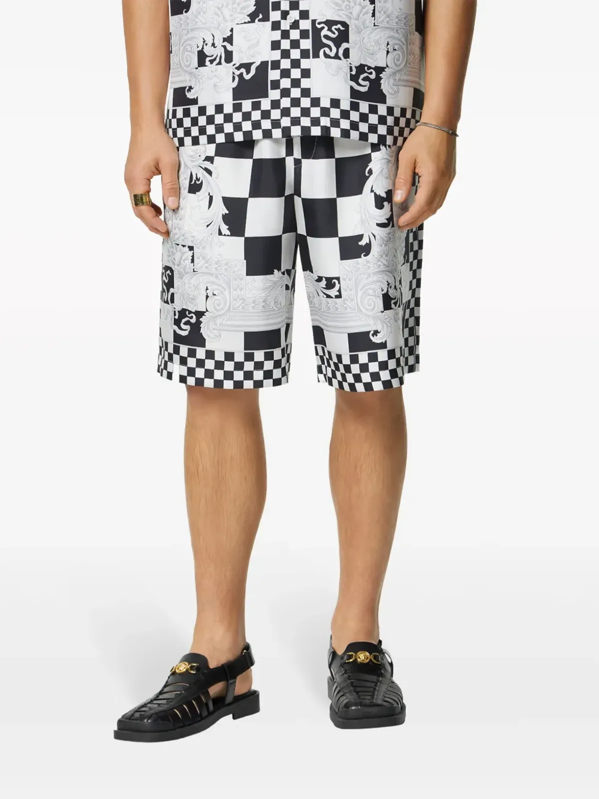 Versace バロッコ チェック柄ショーツ - ブラック - 画像3