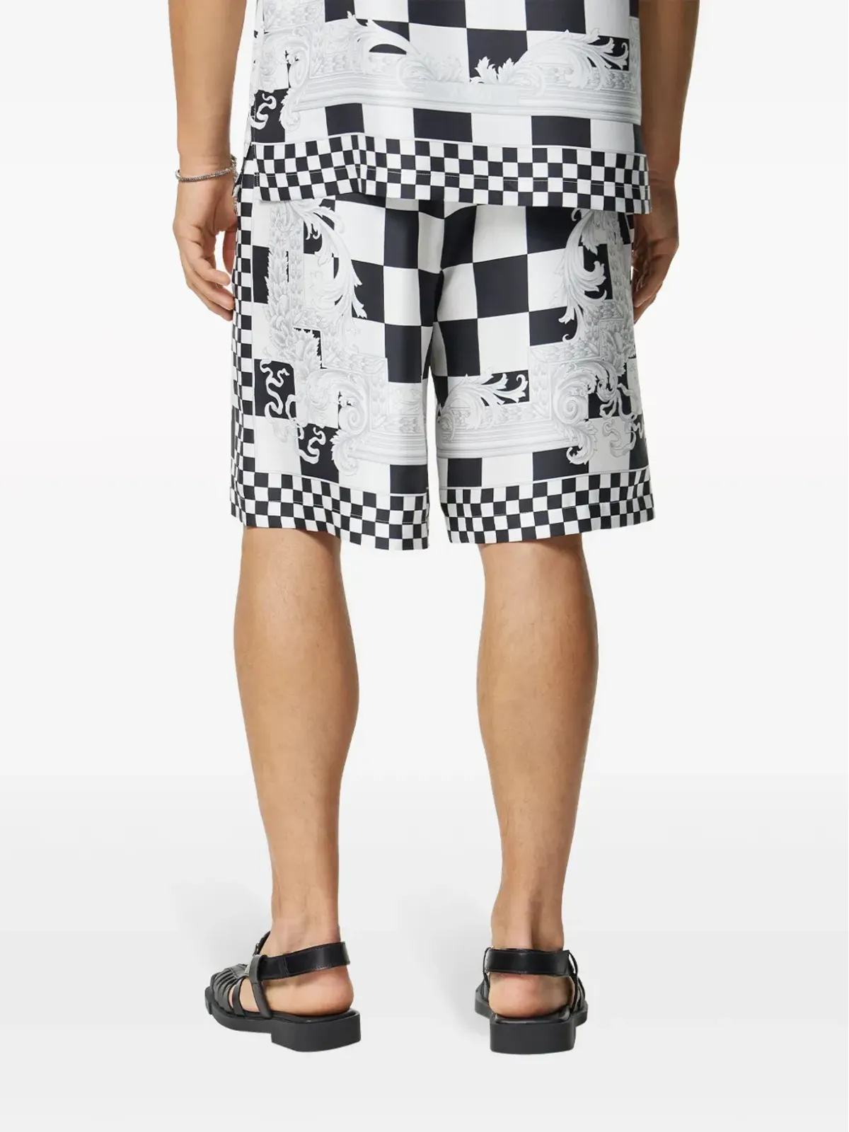 Versace バロッコ チェック柄ショーツ - ブラック - 画像4