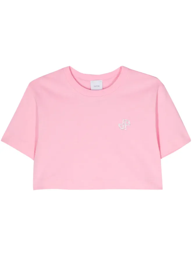 Patou Patou ロゴ刺繍入りクロップドTシャツの商品画像