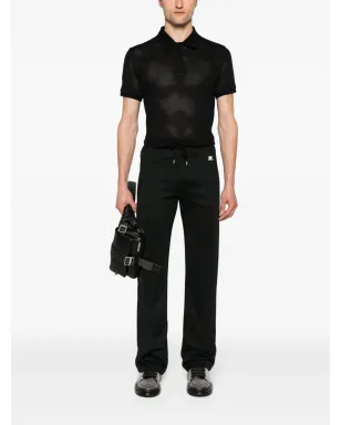 Courrèges ロゴパッチ メッシュ ポロシャツ - ブラック - サムネイル2