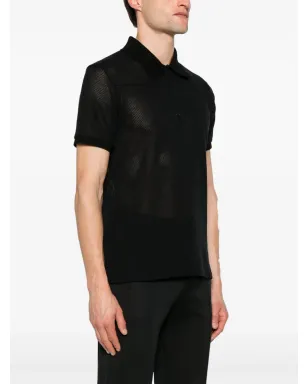 Courrèges ロゴパッチ メッシュ ポロシャツ - ブラック - サムネイル3