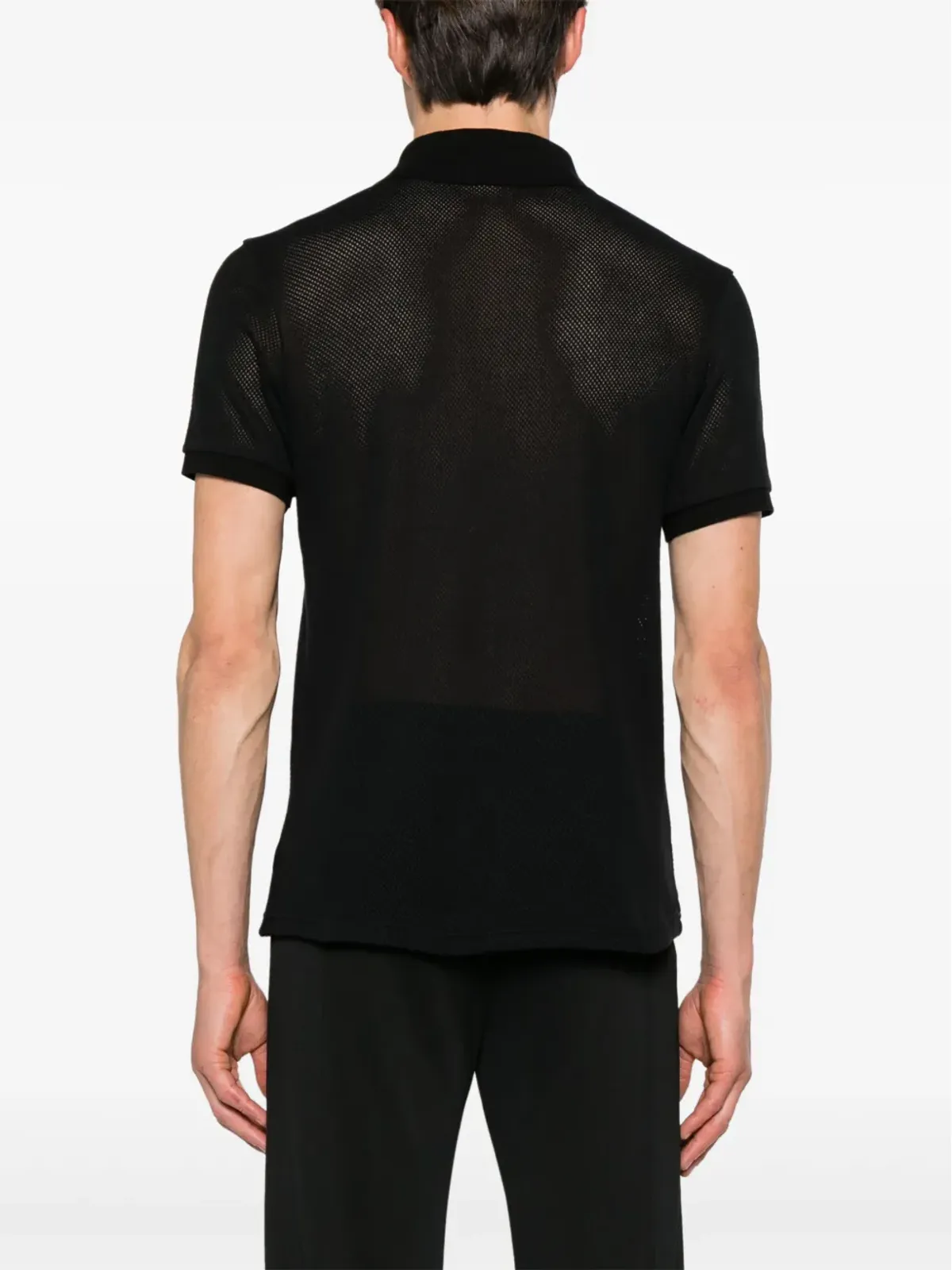 Courrèges ロゴパッチ メッシュ ポロシャツ - ブラック - 画像4