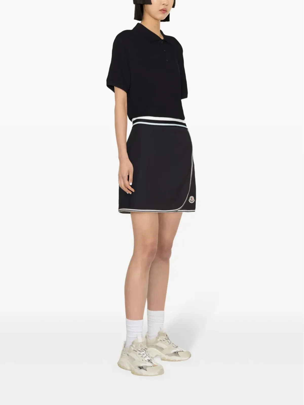 Moncler ロゴパッチ付き ラップ風 テニススカート - ブルー - 画像3