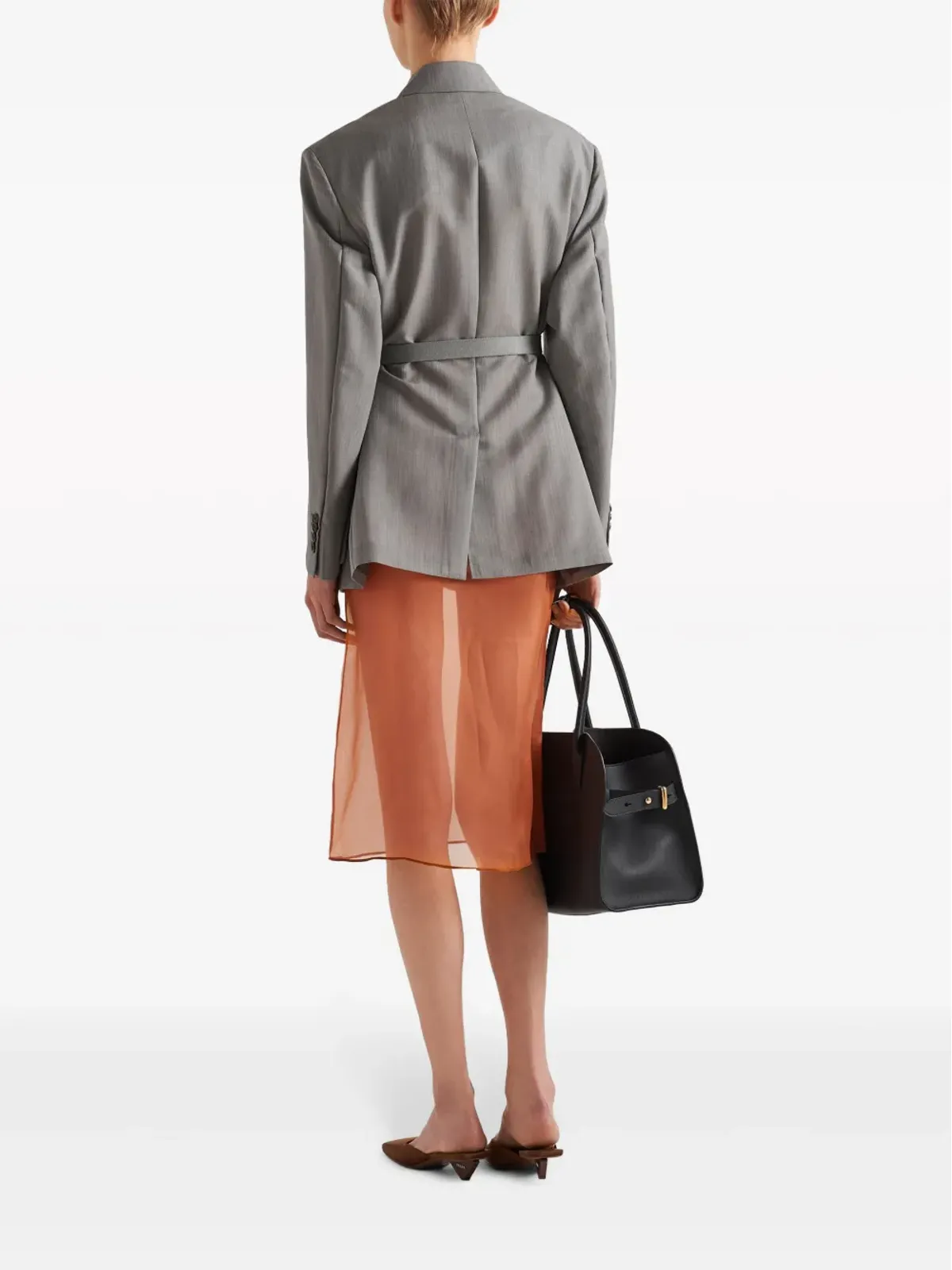 Prada オーガンザ ミディスカート - オレンジ - 画像3
