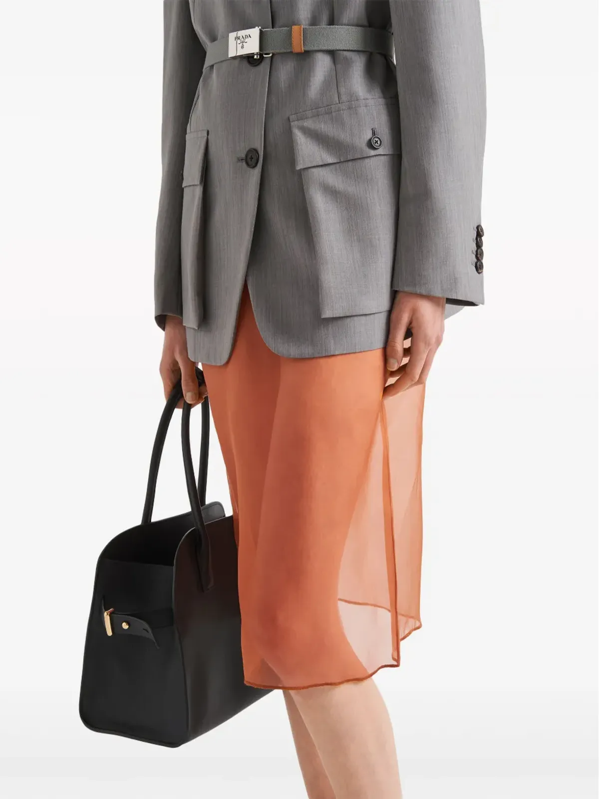 Prada オーガンザ ミディスカート - オレンジ - 画像4