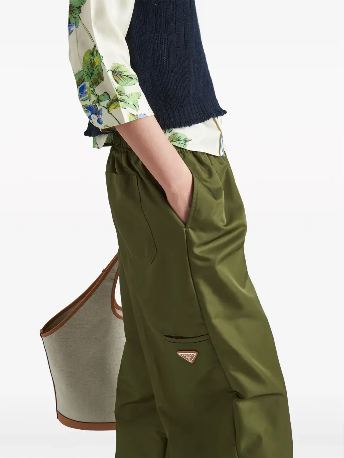 Prada Re-Nylon ストレートレッグパンツ グリーン - 画像4