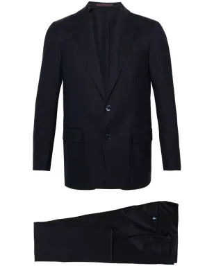 Bagnoli Sartoria Napoli ミッドナイトブルー バージンウール ツイル スーツ - サムネイル1