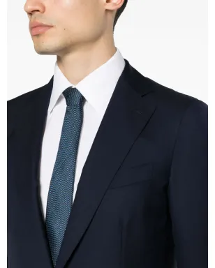 Bagnoli Sartoria Napoli ミッドナイトブルー バージンウール ツイル スーツ - サムネイル5