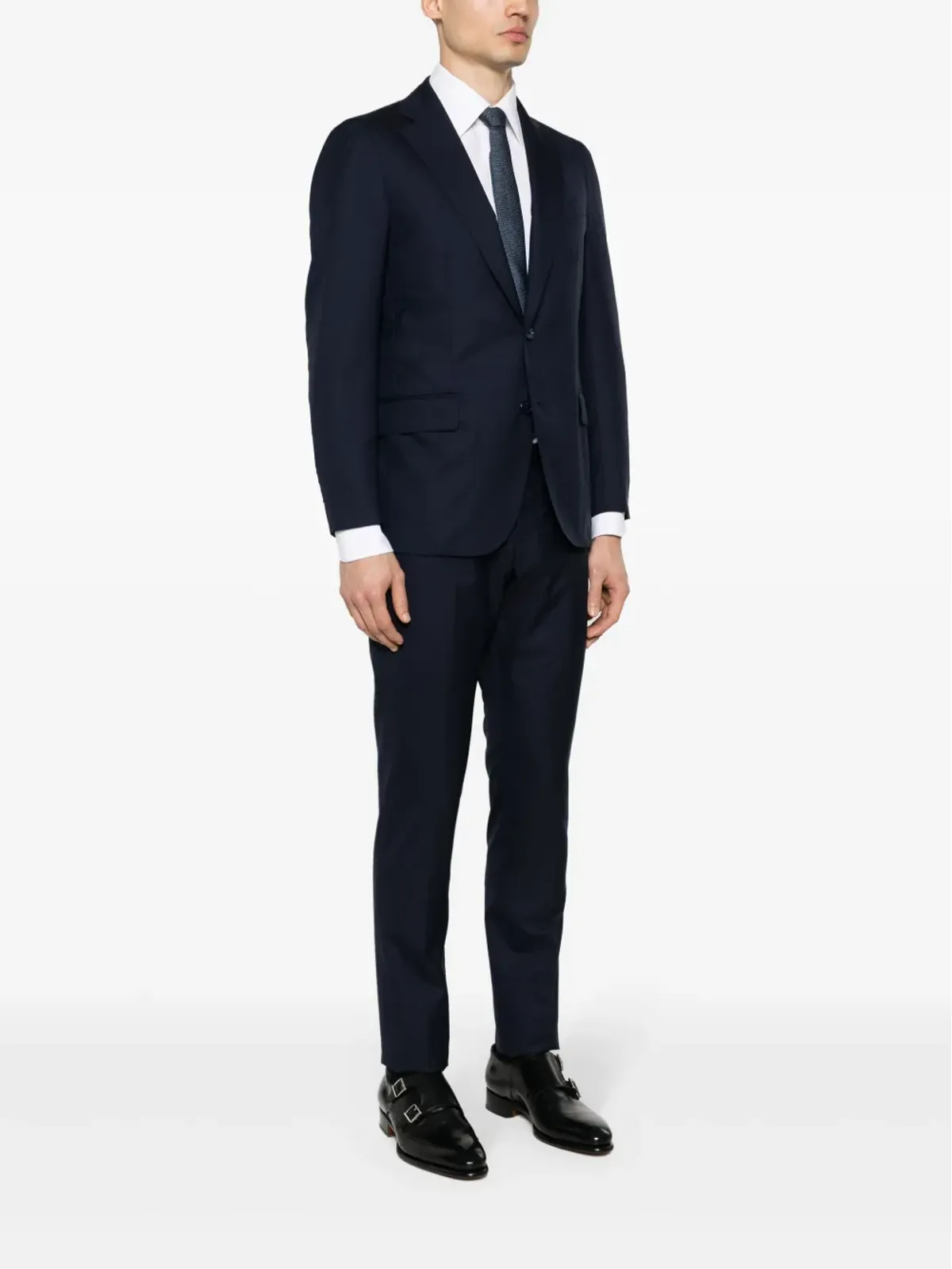 Bagnoli Sartoria Napoli ミッドナイトブルー バージンウール ツイル スーツ - 画像3