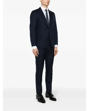 Bagnoli Sartoria Napoli ミッドナイトブルー バージンウール ツイル スーツ - サムネイル3