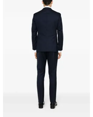 Bagnoli Sartoria Napoli ミッドナイトブルー バージンウール ツイル スーツ - サムネイル4