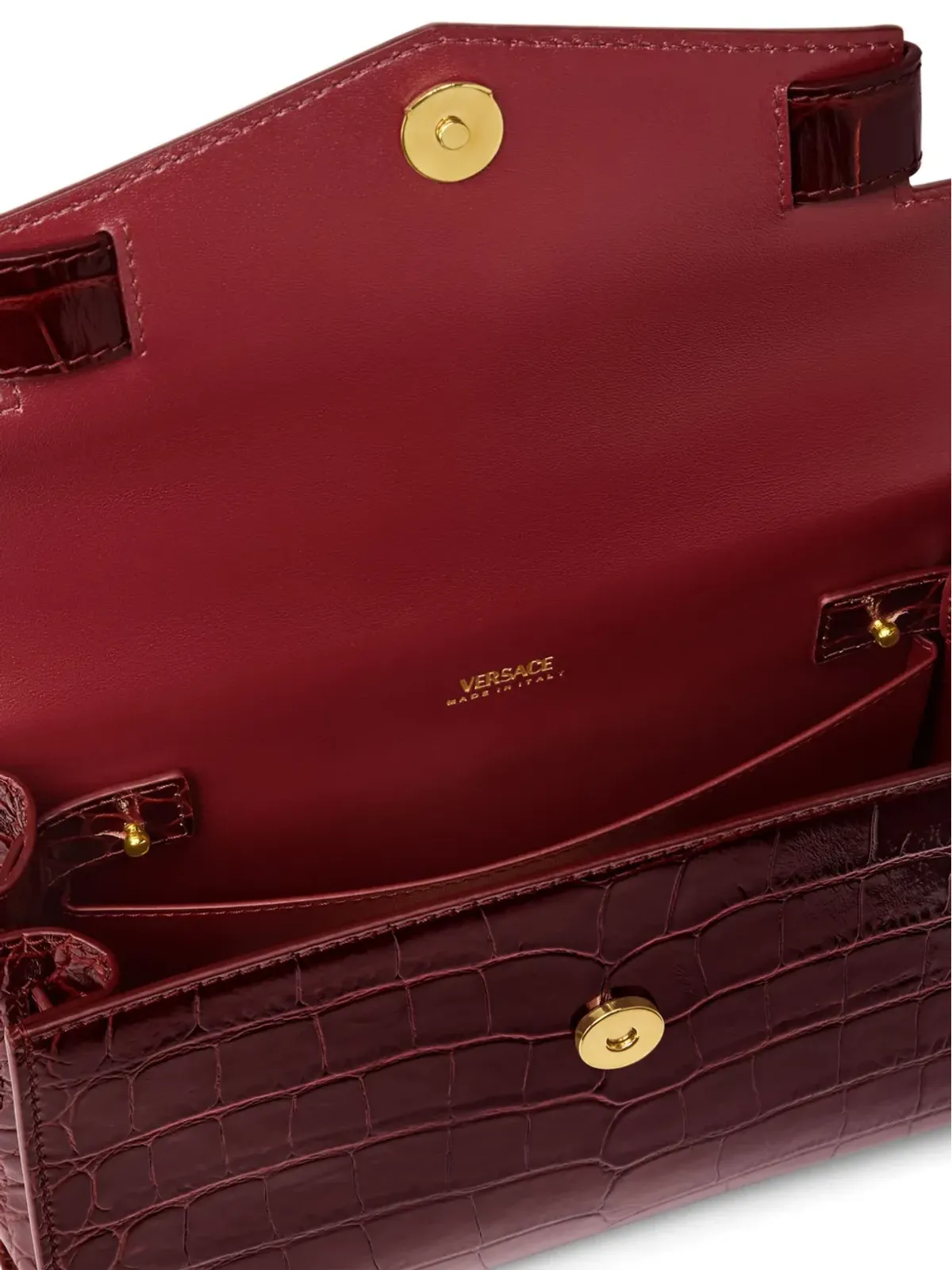 Versace クロコダイルエンボスレザートートバッグ - ブラウン - 画像5