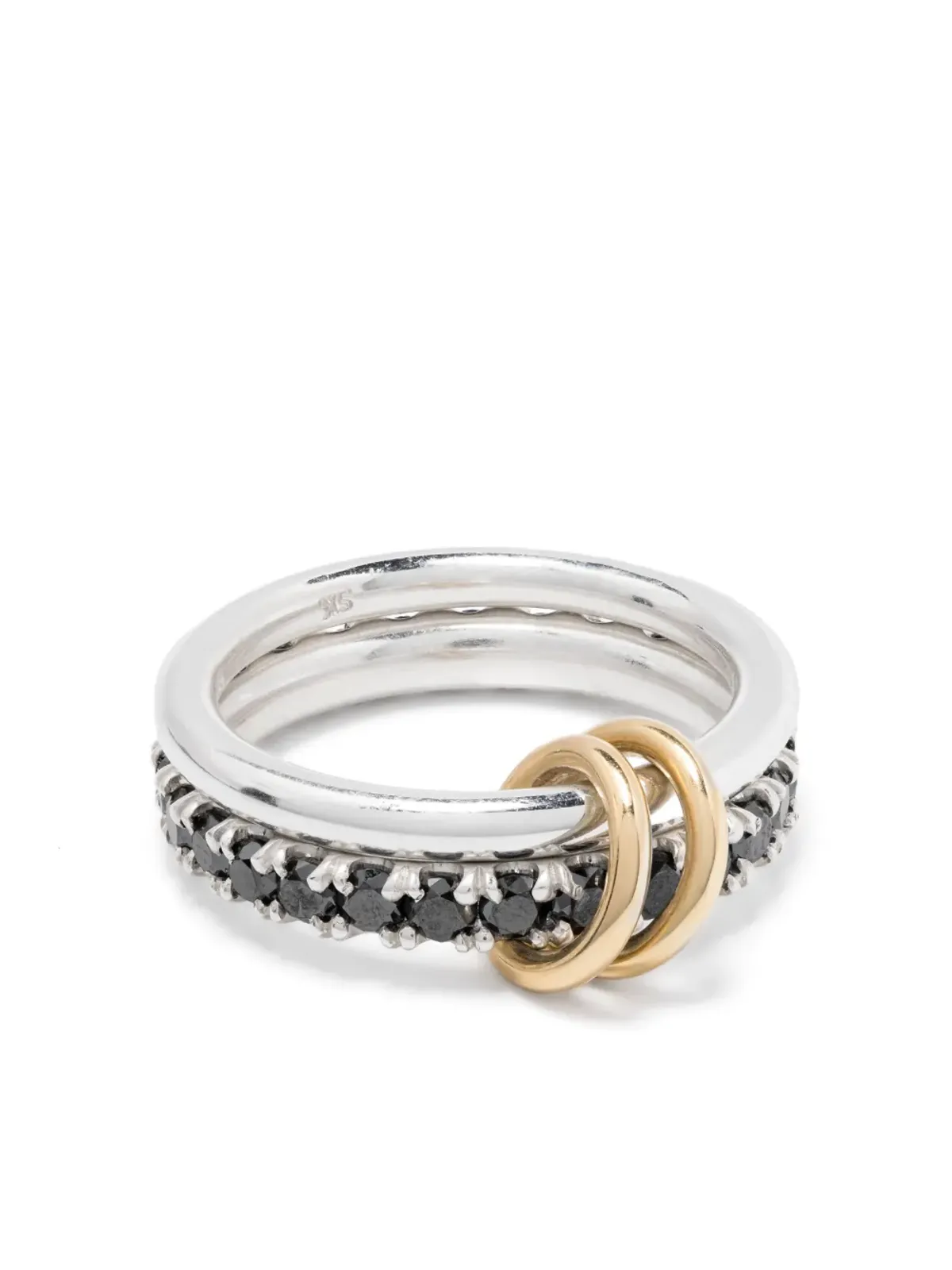 Spinelli Kilcollin エンツォSGノワール ダイヤモンド・リンクド・リング 18kt イエローゴールド - シルバー - 画像1