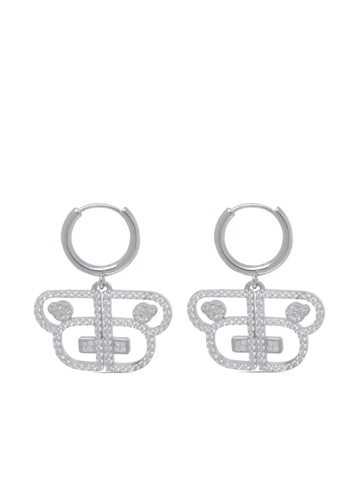A BATHING APE® クリスタル装飾のドロップピアス - シルバー - 画像1