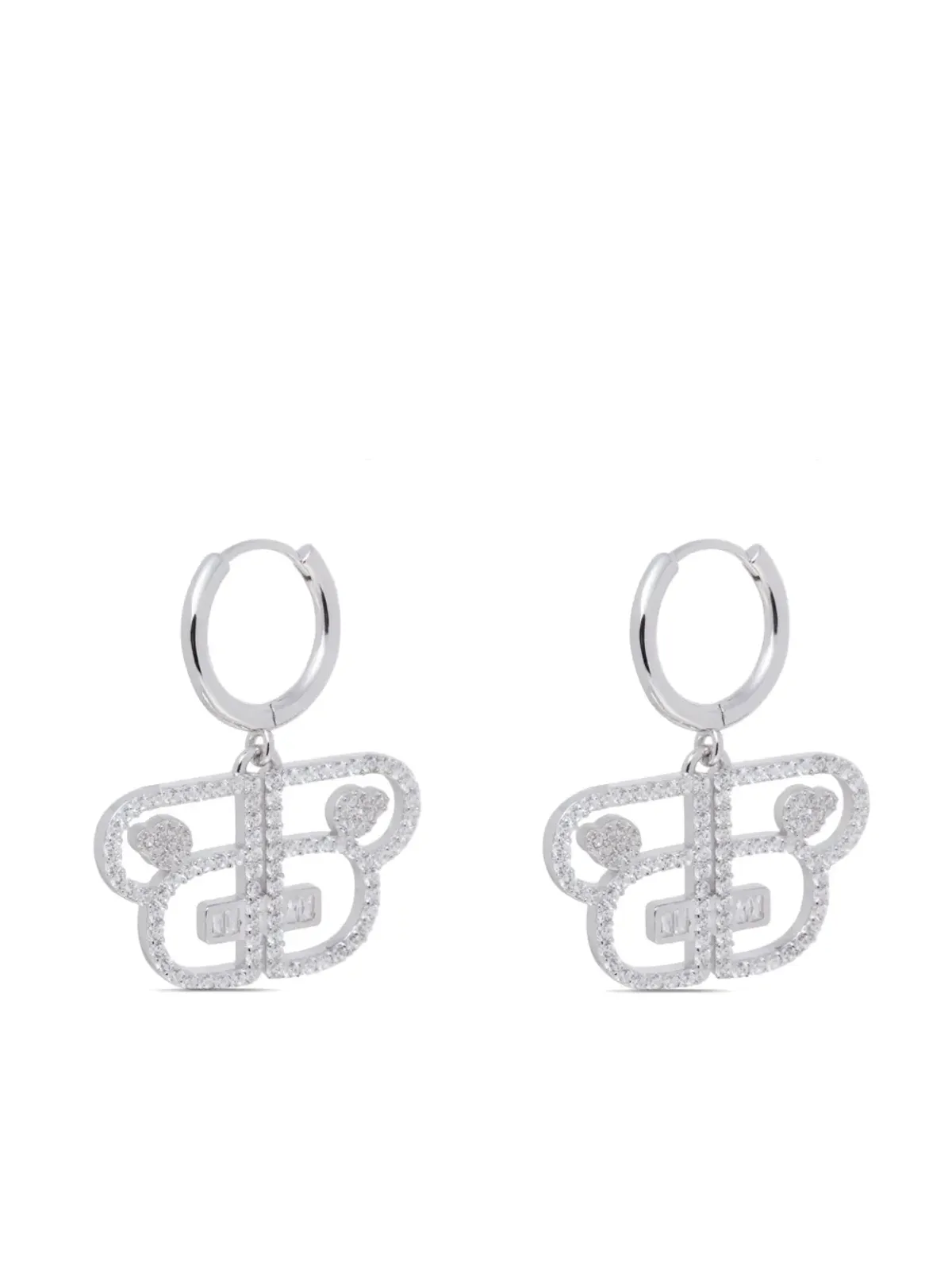 A BATHING APE® クリスタル装飾のドロップピアス - シルバー - 画像2