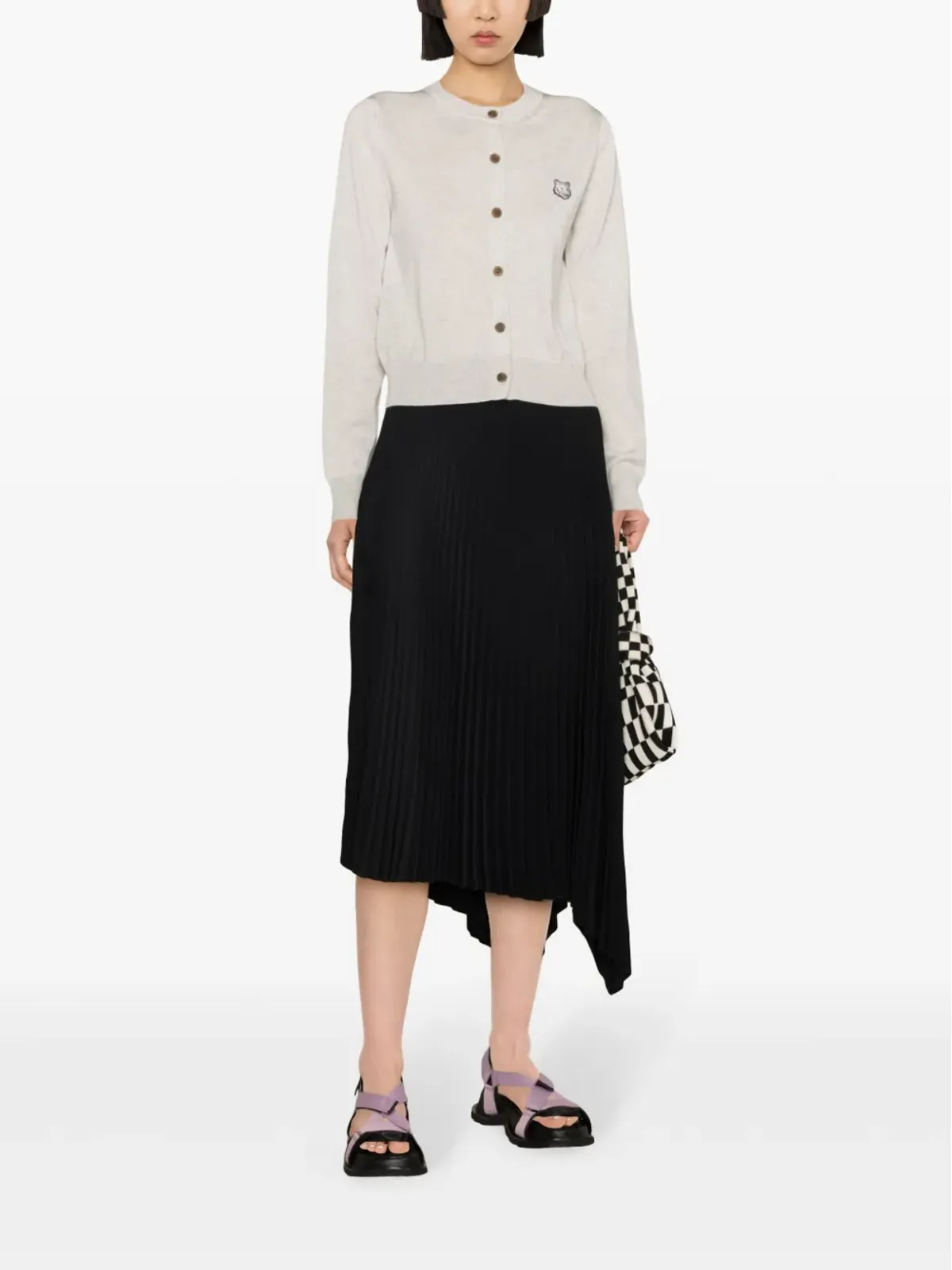 Maison Kitsuné ボールド フォックスヘッド ウール カーディガン - グレー - 画像2