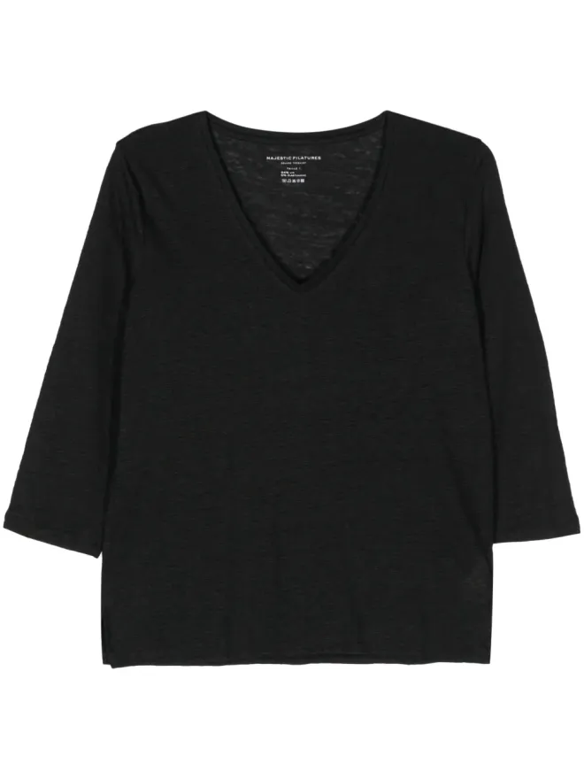 Majestic Filatures Majestic Filatures スラブテクスチャー Vネック Tシャツの商品画像