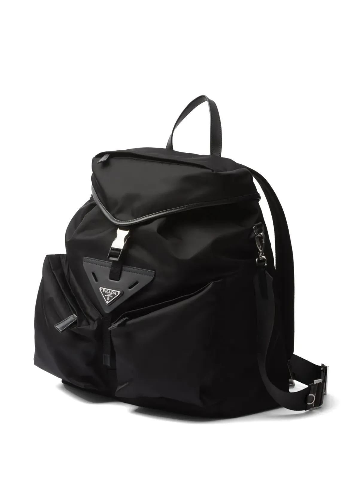 Prada リサイクルナイロンのレザートリム付きバックパック - ブラック - 画像5