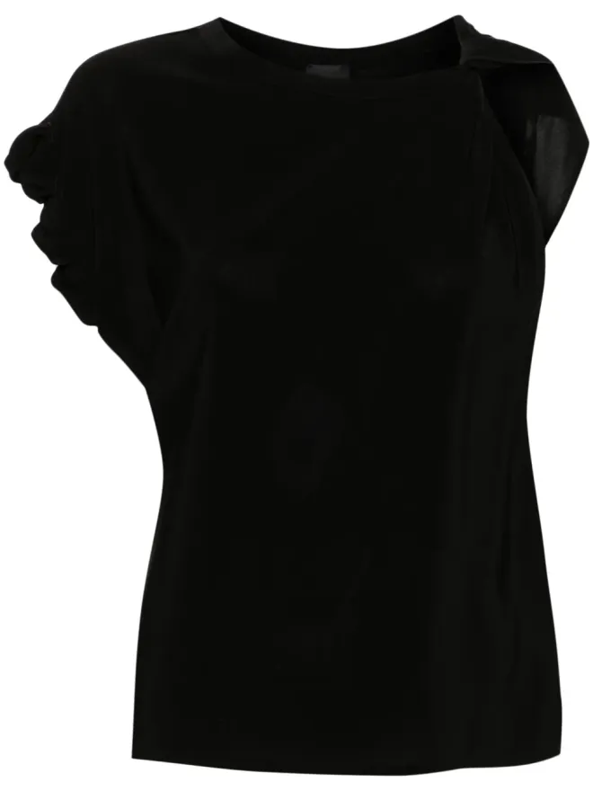 PINKO PINKO アシンメトリック クレープ ブラウス - ブラックの商品画像