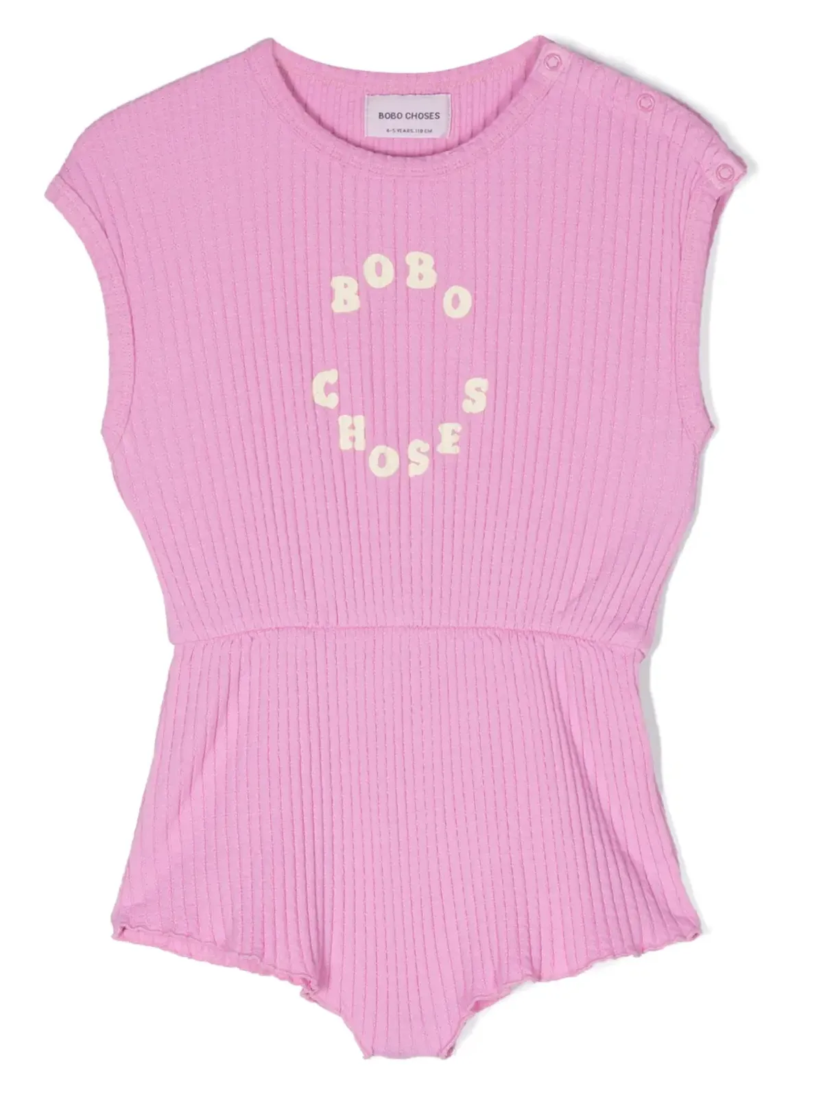 Bobo Choses ロゴプリント入りリブ編みロンパース - 画像1