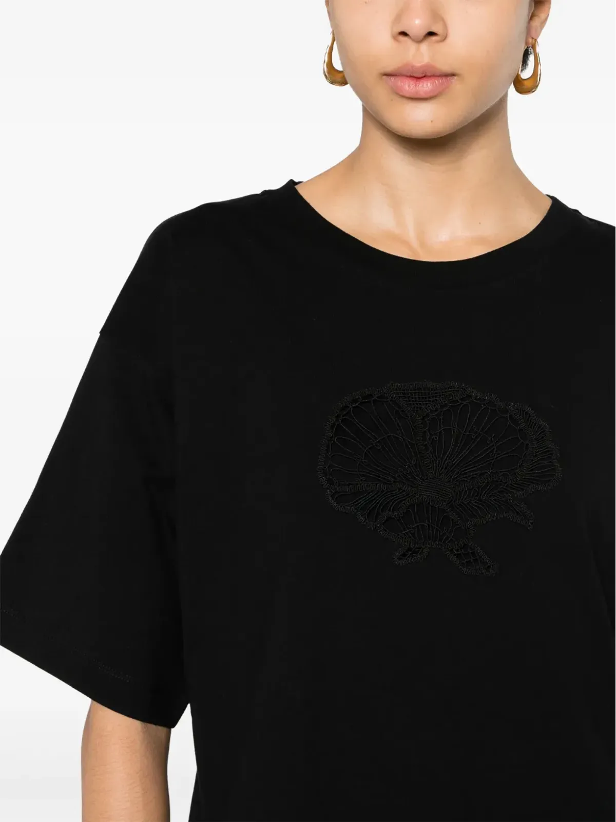 Stella McCartney カットアウト コットン Tシャツ ブラック - 画像5