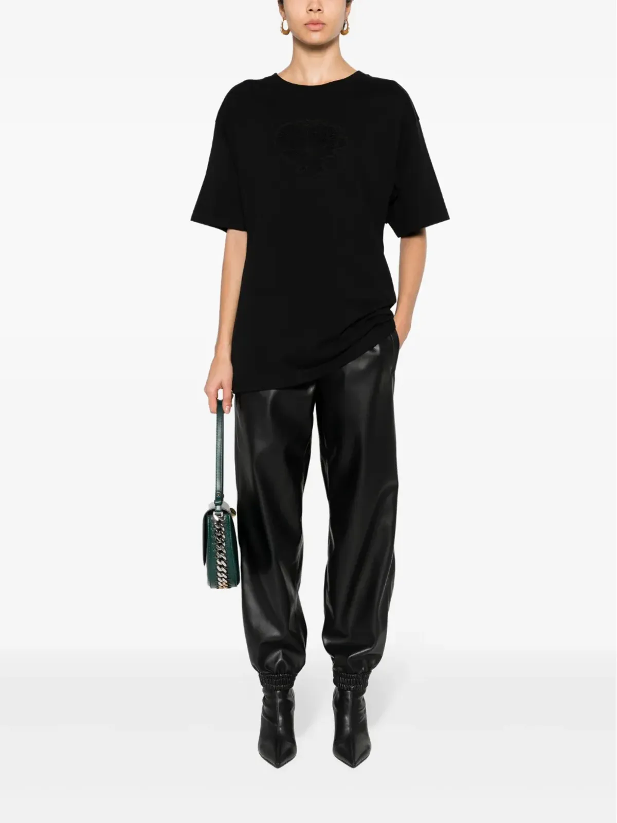 Stella McCartney カットアウト コットン Tシャツ ブラック - 画像2