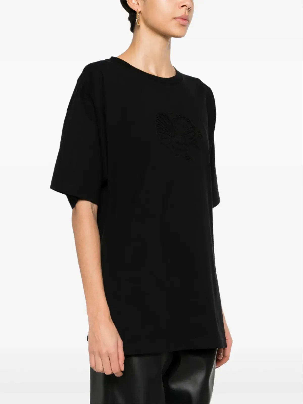 Stella McCartney カットアウト コットン Tシャツ ブラック - 画像3