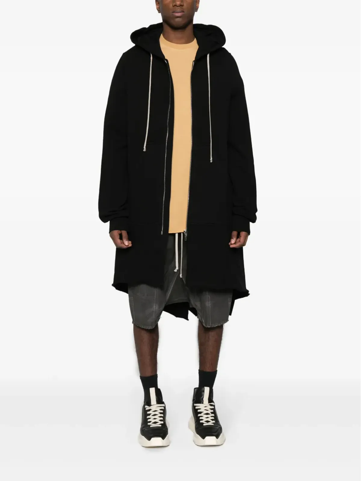 Rick Owens DRKSHDW アシンメトリック コットン ジップド フーディ - 画像2