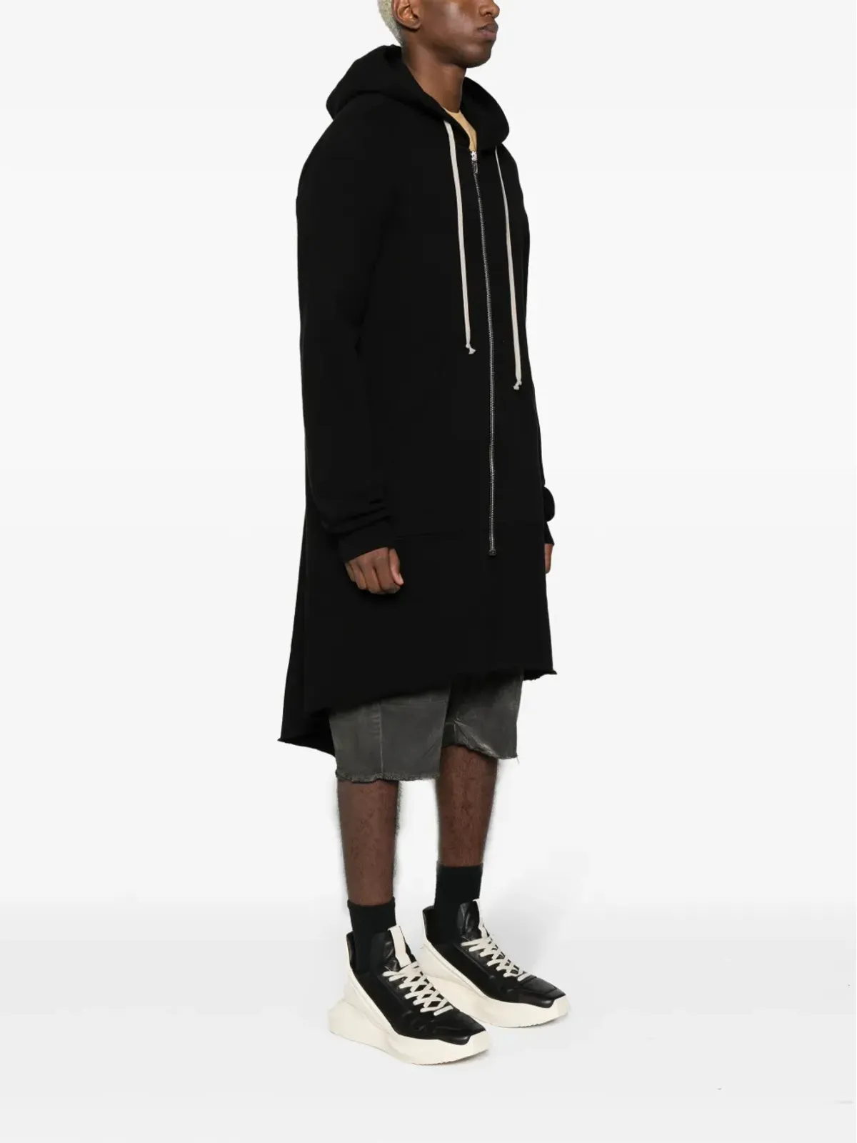 Rick Owens DRKSHDW アシンメトリック コットン ジップド フーディ - 画像3
