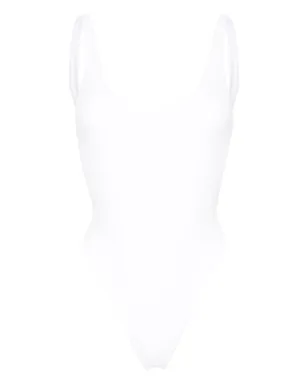Elisabetta Franchi ラインストーン装飾のモノグラム水着 - ホワイト - サムネイル1
