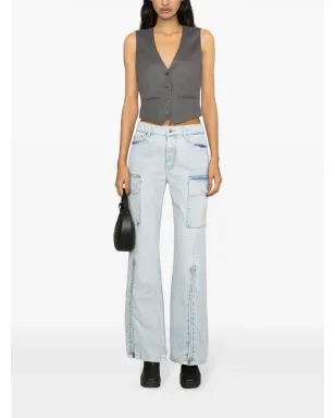 Stella McCartney ミッドライズ ワイドレッグ カーゴ ジーンズ - ブルー - サムネイル2