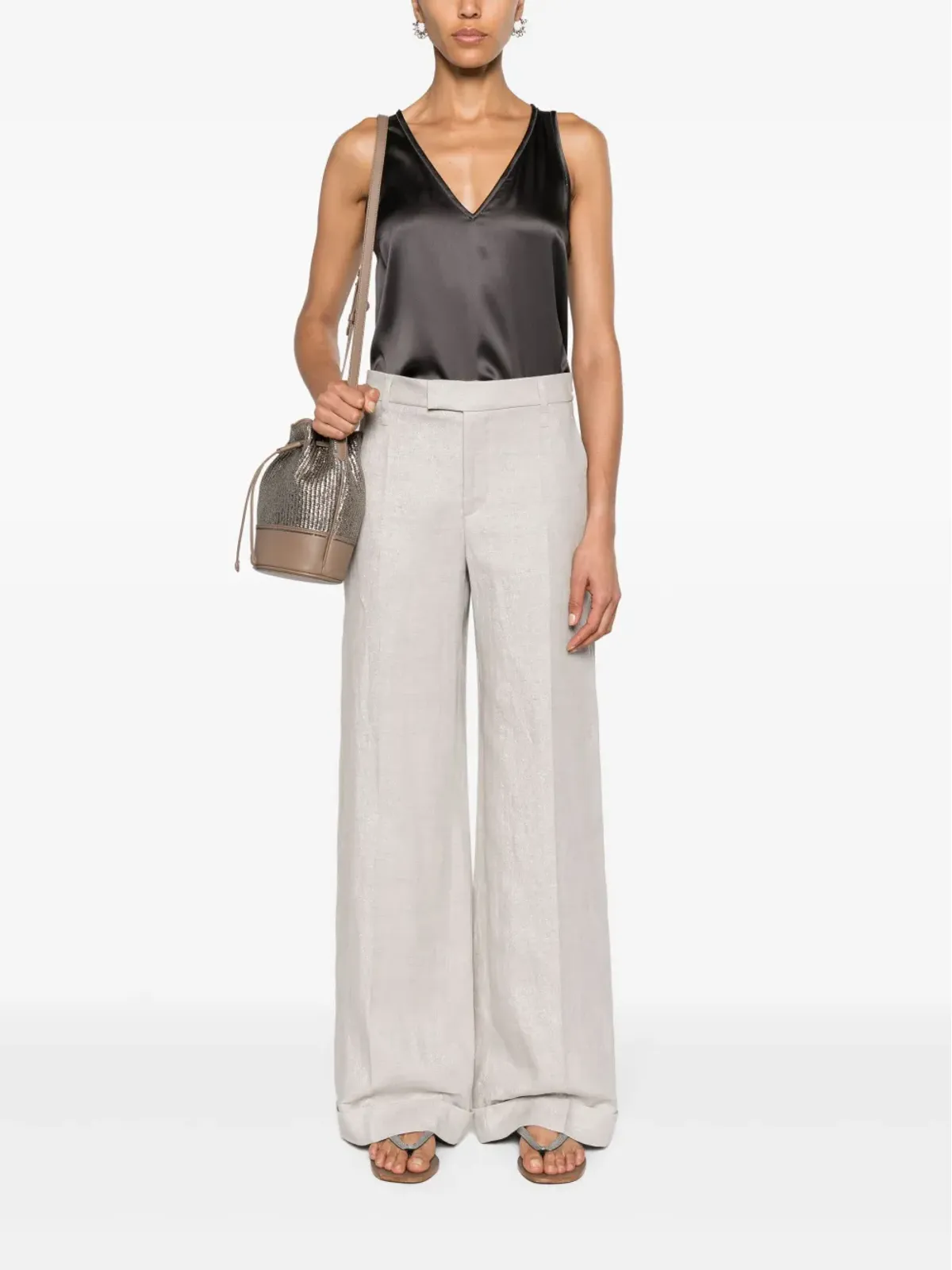Brunello Cucinelli ルレックス混紡のワイドレッグパンツ - 画像2