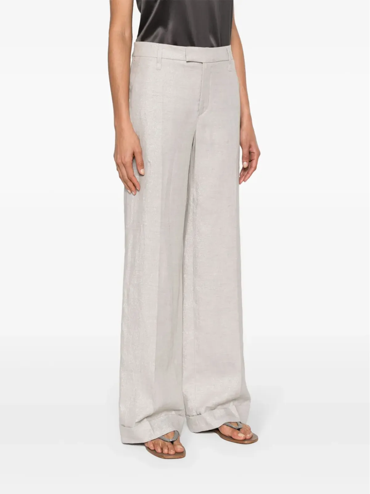 Brunello Cucinelli ルレックス混紡のワイドレッグパンツ - 画像3