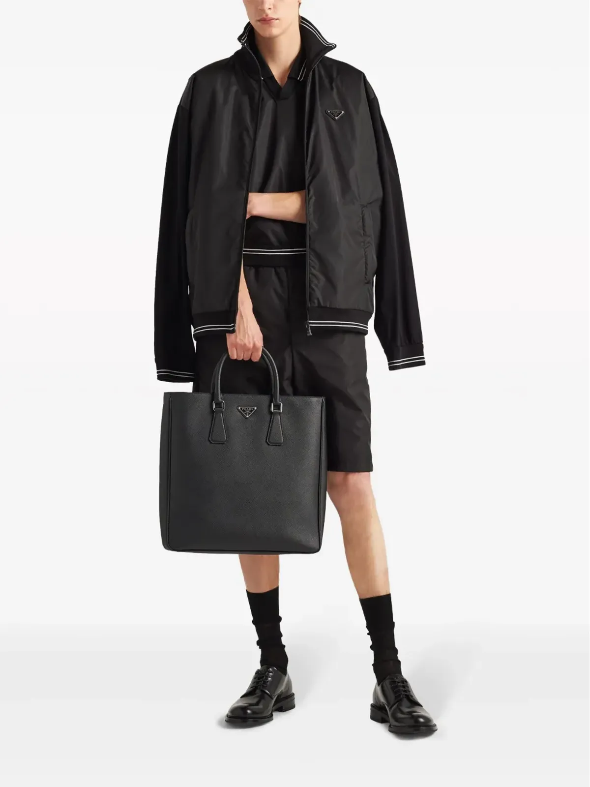 Prada トライアングルロゴ パネル切替え ボンバージャケット - 画像2