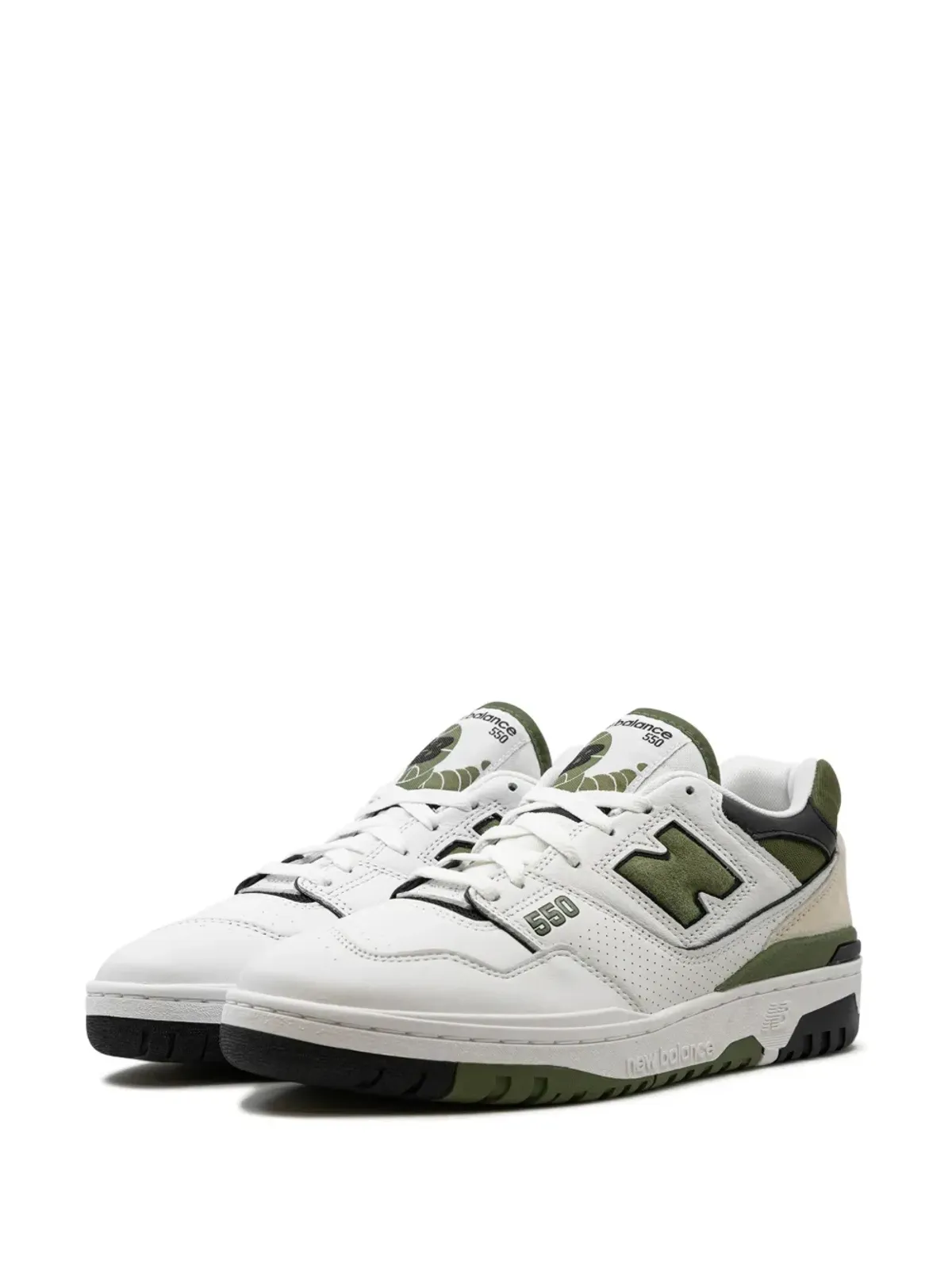 New Balance 550 ホワイト/ダークオリーブ スニーカー - 画像5