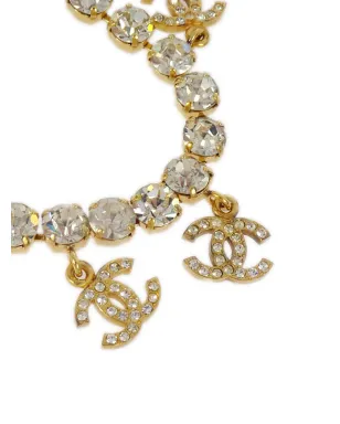 CHANEL ビンテージ 1996年 CC ロゴ チャームとラインストーン装飾 ブレスレット - ゴールド - サムネイル3