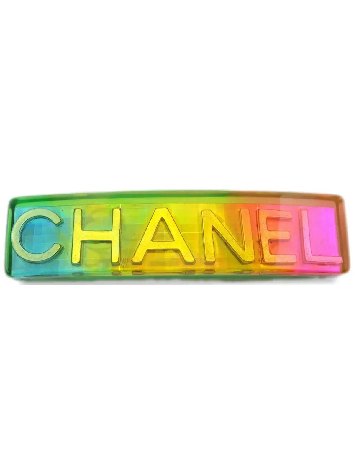 CHANEL ビンテージ 1997 ロゴ入り ヘアクリップ - グリーン - 画像1