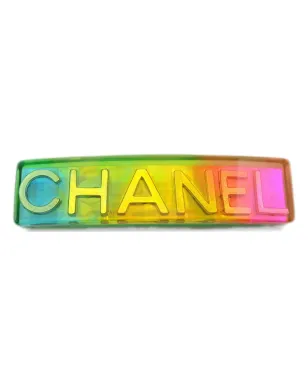 CHANEL ビンテージ 1997 ロゴ入り ヘアクリップ - グリーン - サムネイル1