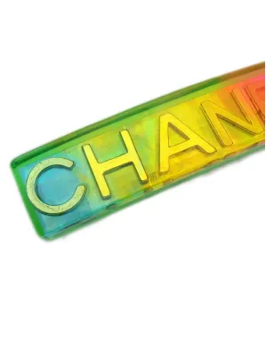 CHANEL ビンテージ 1997 ロゴ入り ヘアクリップ - グリーン - サムネイル2