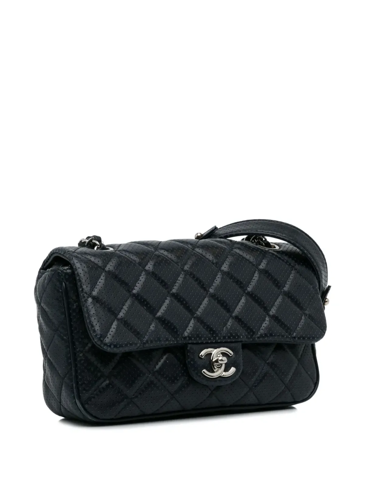 CHANEL ビンテージ 2014年 ミニ クラシック フラップ パーフォレーテッド バッグ ブルー - 画像3