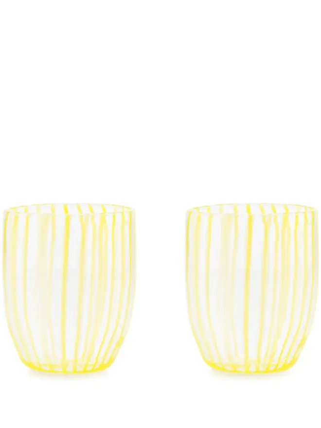 AQUAZZURA CASA AQUAZZURA CASA Capri Stripe Murano glass tumblers (set of two) - Yellowの商品画像