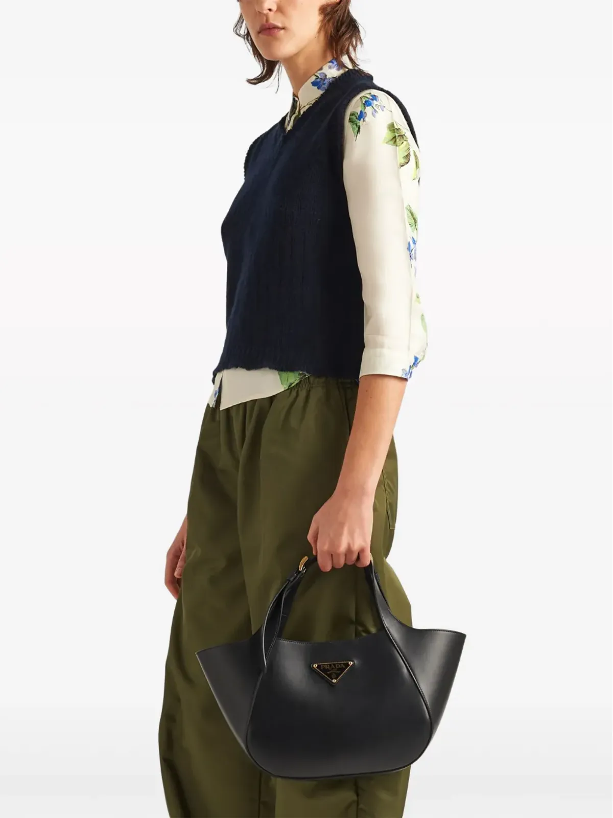 Prada トートバッグ エナメル 三角ロゴ レザー - 画像2