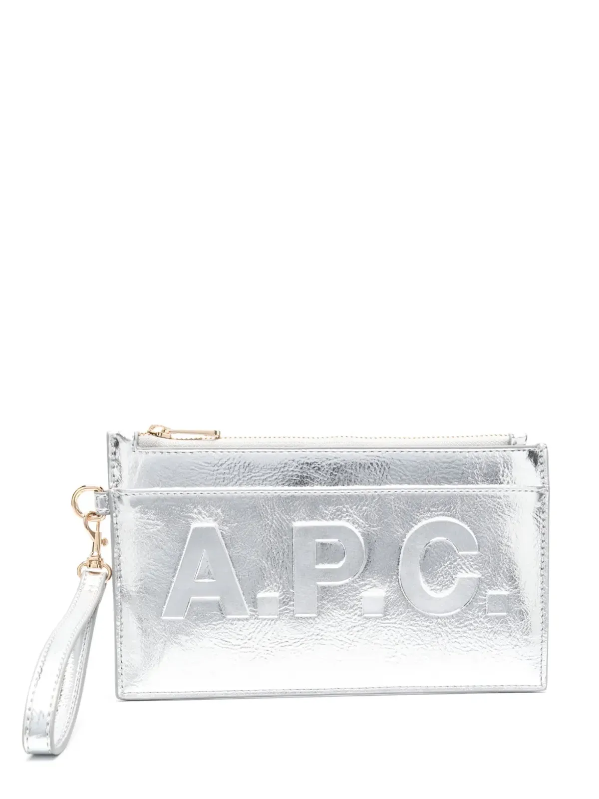 A.P.C. ジップアップレザー クラッチバッグ - シルバー - 画像1