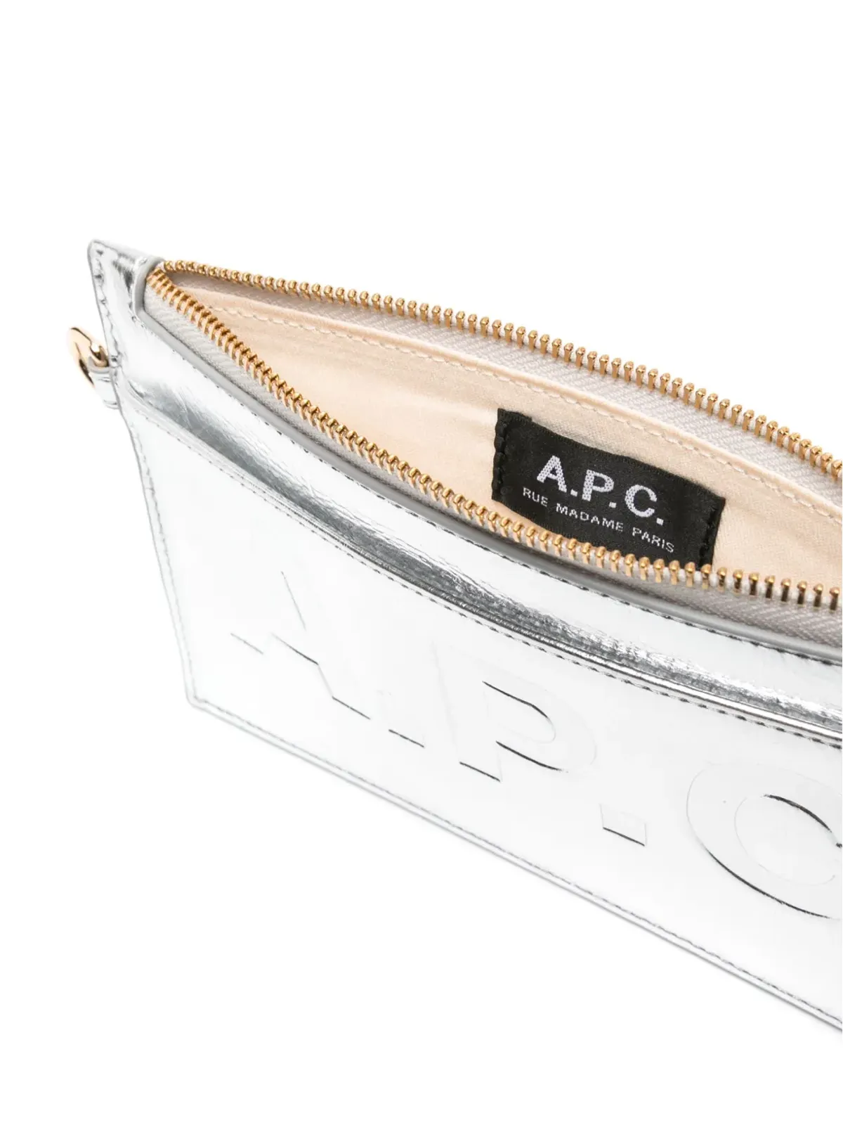 A.P.C. ジップアップレザー クラッチバッグ - シルバー - 画像5