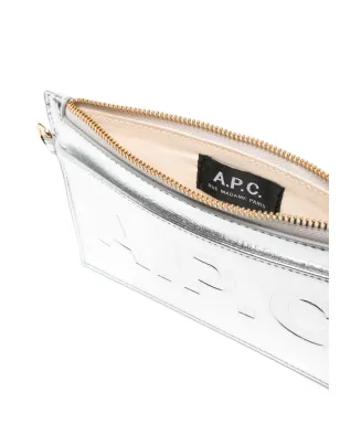 A.P.C. ジップアップレザー クラッチバッグ - シルバー - サムネイル5