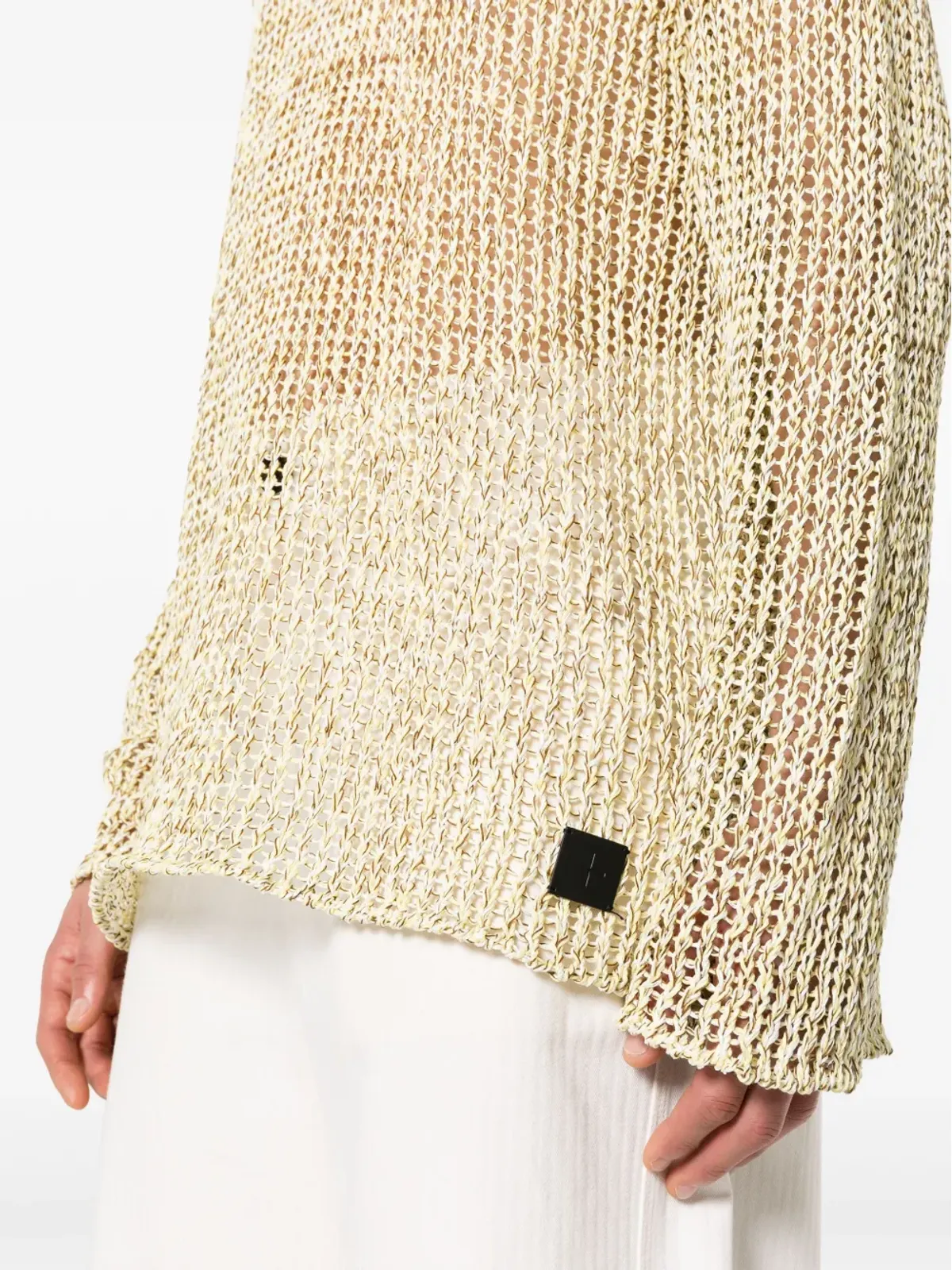 Jil Sander オープンニット アップリケロゴ ジャンパー - イエロー - 画像5