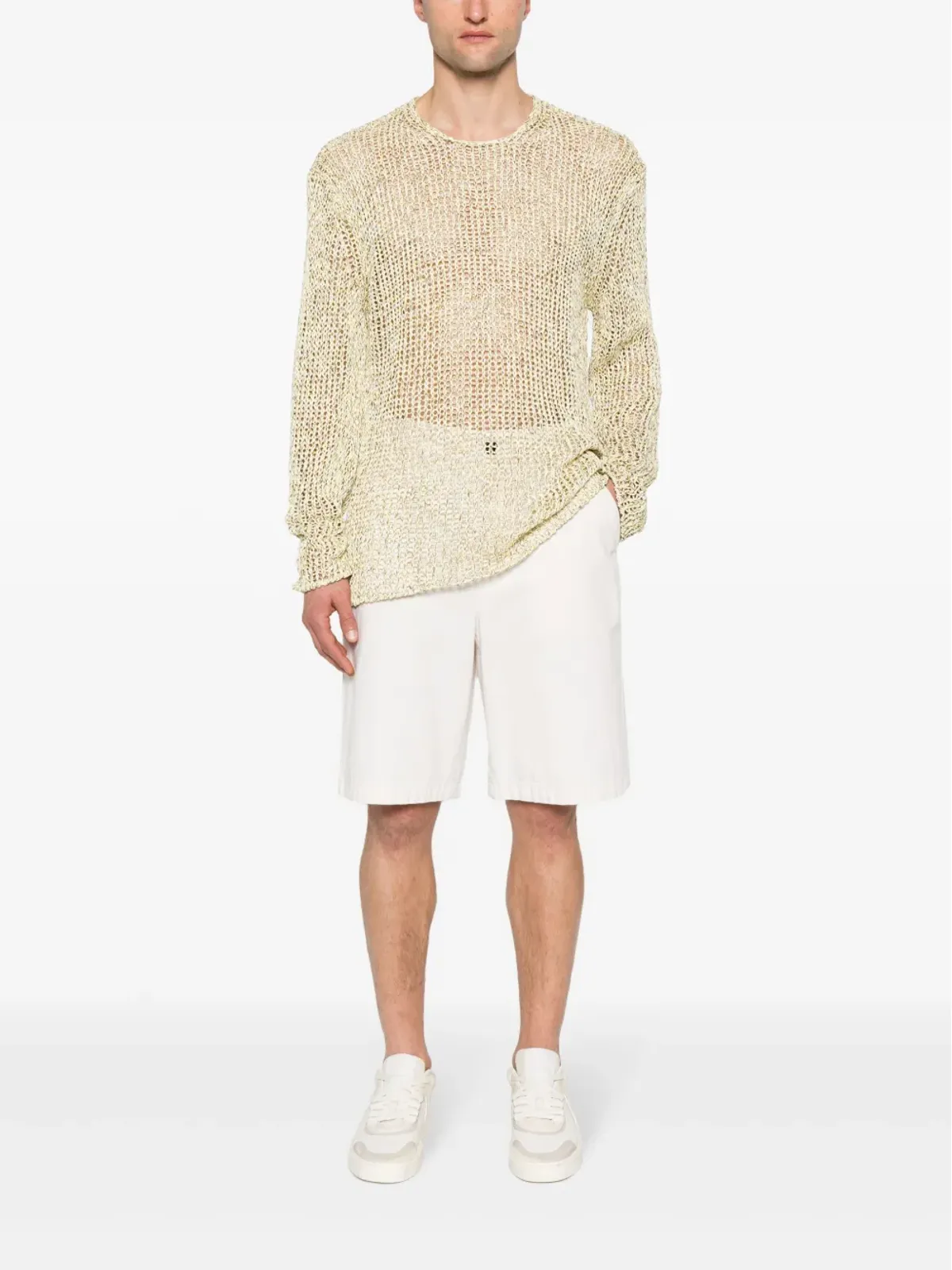 Jil Sander オープンニット アップリケロゴ ジャンパー - イエロー - 画像2